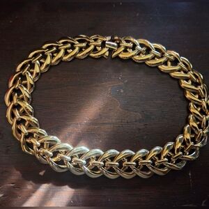 Napier Stamped Vintage Chunky Goldtone Chain Choker Necklace